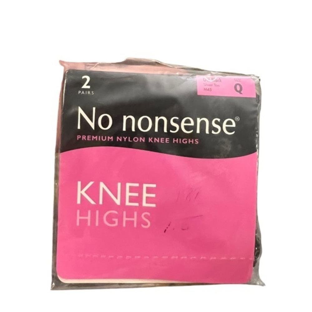 No Nonsense Premium Nylon Knee Highs Size Q OFF BLACK Sheer Toe 2 Pairs NEW‎
